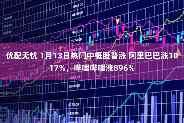 优配无忧 1月13日热门中概股普涨 阿里巴巴涨1017%,哔哩哔哩涨896%